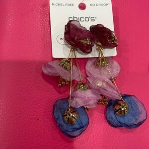 Chico's Pink and Purple Floral Earrings